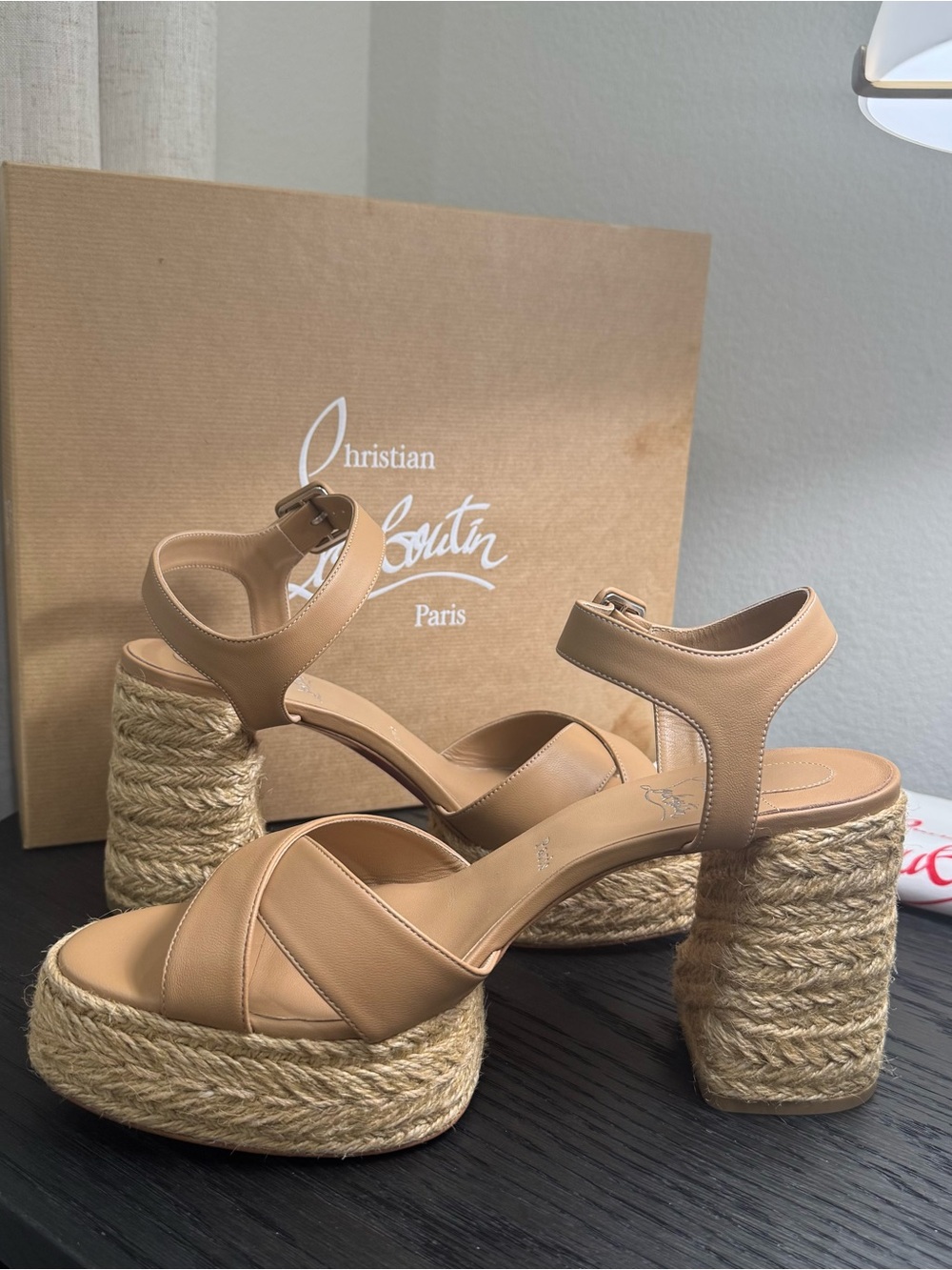 Christian Louboutin Calakala 70 Platform Espadrille Sandals Nude 41 - Picture 5 of 8
